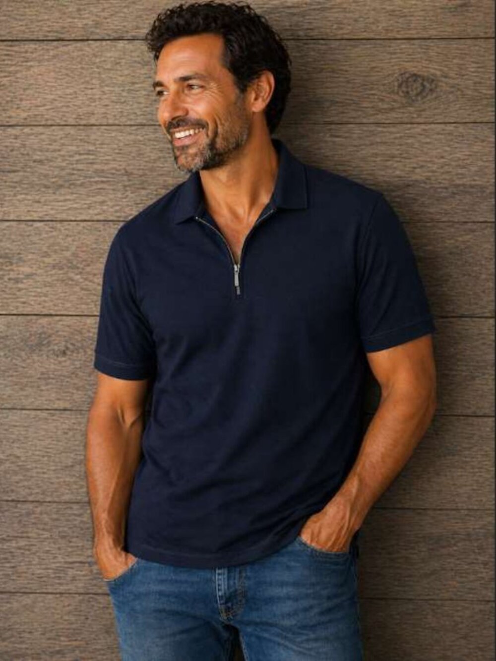 Perry Ellis men polo shirt with zipper sz S